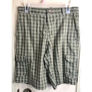 Nike Golf Sport Dri-Fit Mens Size 30 Green Plaid Golf Flat Front Shorts